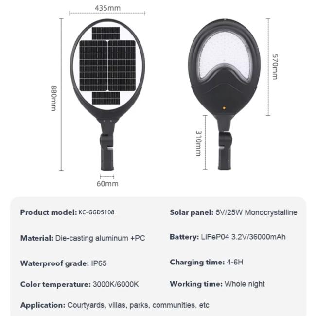 solar garden light parameter