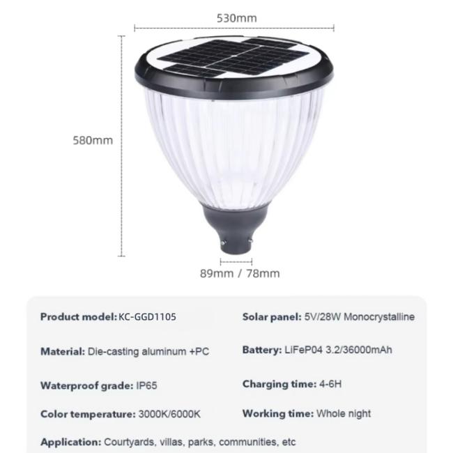 solar garden light parameter