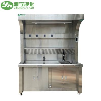China Laboratorio 304 de acero inoxidable lavado de manos fregadero multifunción de la mesa de muestreo con grifo extensible en venta