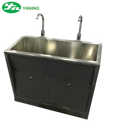 China Stainless Steel Double Hand Wash Sink With Water Heating Device Sensor Station for sale