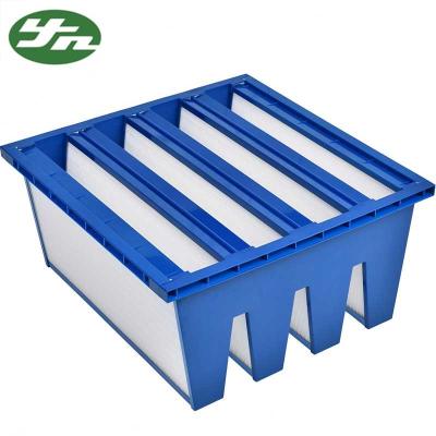 China HVAC AHU System Sub - Hepa Air Filter W Type With Blue Plastic Frame for sale