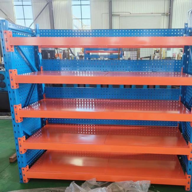 Heavy duty shelving in industrial setting