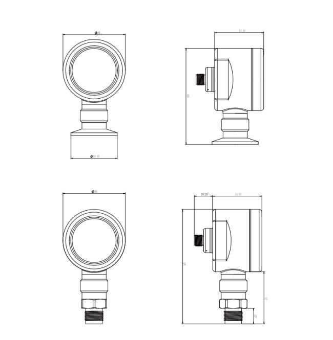 Stainless Steel Sanitary Type 4-20ma Flush Diaphragm Pressure Transmitter With Digital Display