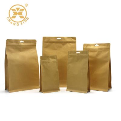 China Kraft Flat Bottom Compostable Coffee Bags With Valve 16oz for sale