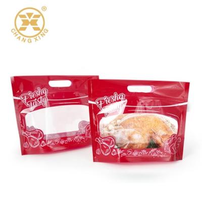 China Bopp Antifog Food Packaging Microwavable Grilled Rotisserie Chicken Plastic Takeaway Carrier Bags for sale