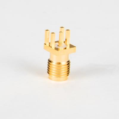 China Gold Plated Female Wifi Antenna SMA Connector Straight For PCB Mounting Connectors for sale