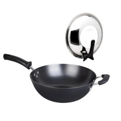 China Rust Proof Chinese Wok Pan Pre Seasoned With Glass Lid ISO9001 for sale