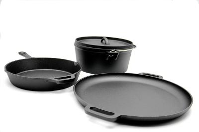 China Cast Iron Frying Pan,Grill Pan , dutch oven 3 Piece-set Pre Seasoned for all stove for sale