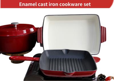 China Enameled Coating Cast Iron Baking Pan Casserole With Skillet for sale
