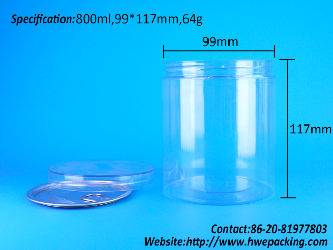 800ml PET clear jar view
