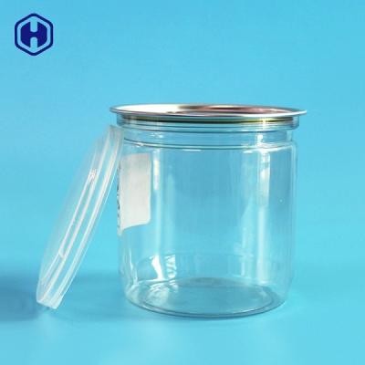 China Easy Open Ends Clear Plastic Cans Stackable Airtight Plastic Round Jar for sale