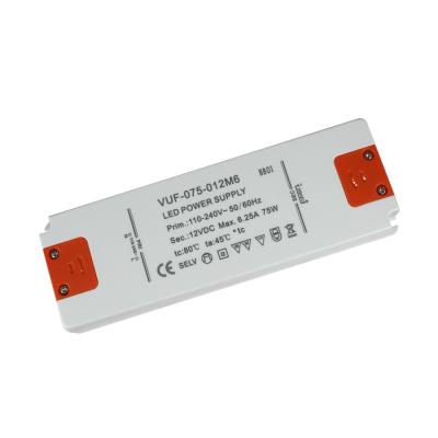 China Plastic Case Constant Voltage LED Driver 12V 75W Power Supply For Strip Light for sale