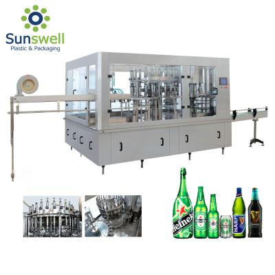 China CSD Beer Glass Bottle Machine Washing Filling Sealing 3 In 1 Monoblock Production Line for sale