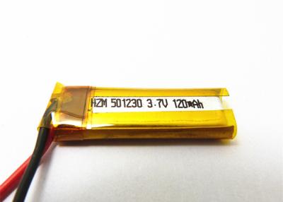 China Small 3.7v  501230 120mah Lithium Polymer Battery For Blue Tooth Earphone for sale