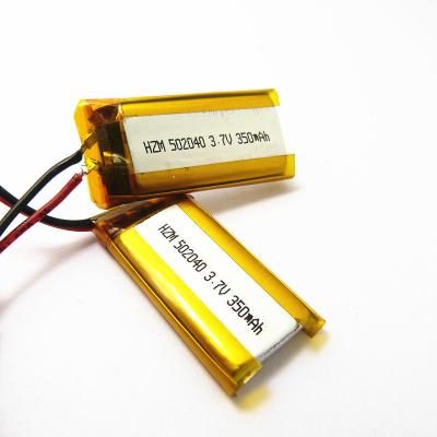 China 502040 350mah Lithium Polymer Battery For Small Smart Biosensor Long Cycle Life for sale