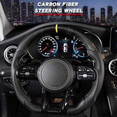 China BMW Series Custom Carbon Fiber Steering Wheel 370mm  With Leather Wrap for sale