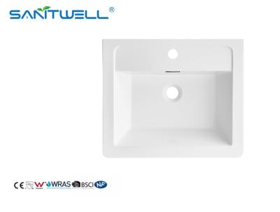 China Popular Models SWBG500 Wholesale Sanitary Ware Stone Resin Basins Glossy White Cabinet Basins for sale