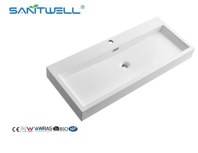 China Standard Sizes SW6002-995 Bathroom Sanitary Ware Stone Resin Basins Rectangle Shape Semi-Counter Sinks for sale