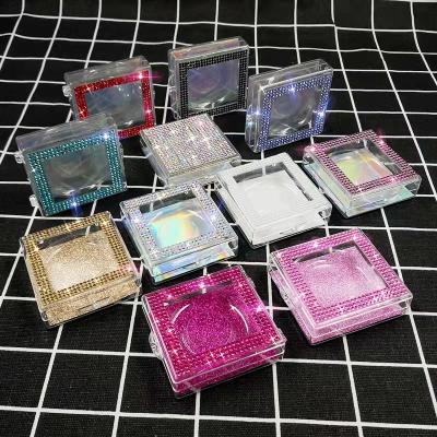 China Custom Glitter Plastic Paper Eyelash Cosmetic Box Packaging With Insert 18.5g for sale
