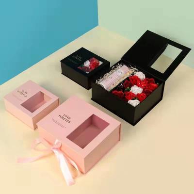 China Ribbon Bow Cardboard Gift Packaging Box Bulk Flower Boxes for sale