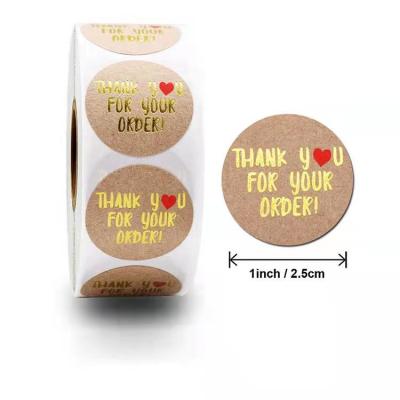 China 25mm Hot Foil Self Adhesive Round Labels Thank You Printable Stickers Roll For your Business Order for sale