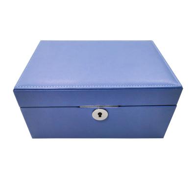 China organizador de cuero Lockable Jewellery Box de la caja de la joyería del viaje 2Layer que empaqueta con el espejo en venta