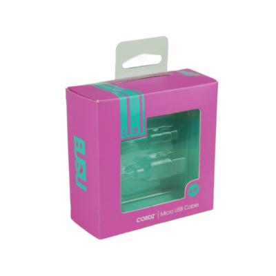 China Cajas de cartón personalizadas Cajas de cable USB de línea de datos con bandeja de ampolla de plástico en venta