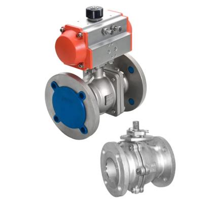 China 2 Inch Stainless Steel Pneumatic Flanged Actuator Ball Valve with Welding Connection for sale