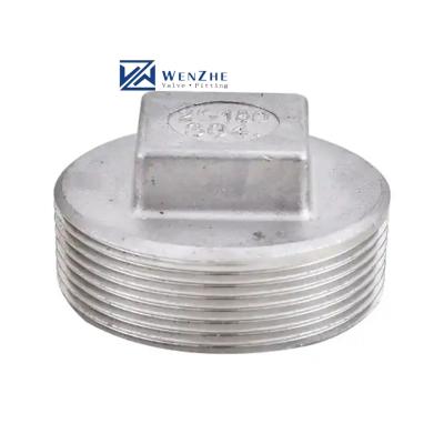 China Stainless Steel 304 201 Cast Pipe Fitting Square Head Cored Plug Class 150 2'' NPT Male Threaded for sale