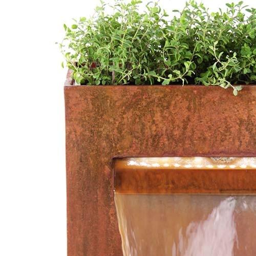Multifunctional Corten Steel Waterfall Metal Garden Ornaments Water Feature with Planter