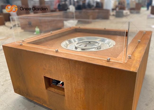 Customized Outdoorl Charcoal Brazier Gas Firepit Corten Steel Brazier Table