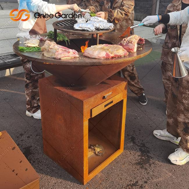 Corten Steel Iron Fire Pit Bbq Brazier