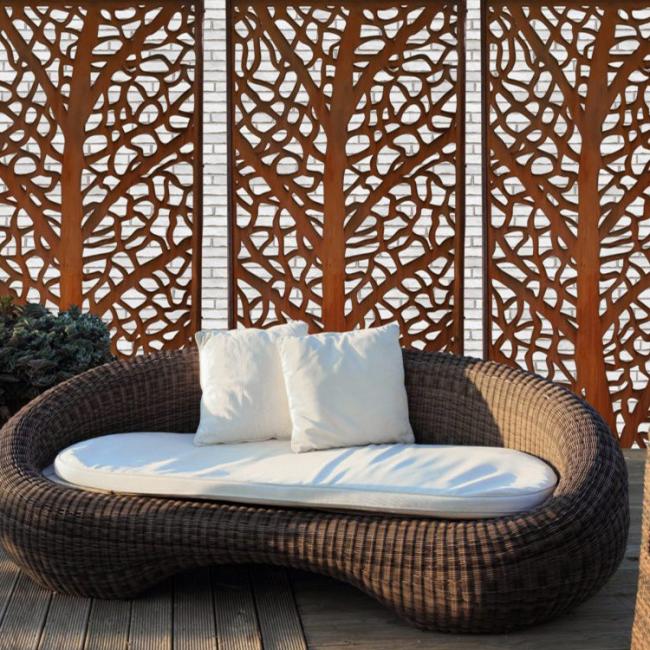 Corten Steel Privacy Art Screen for Outdoor