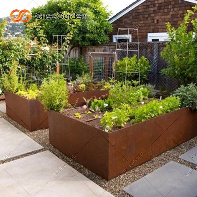 Customized Large Plant Pot Outdoor Metal Planting Box Big Garden Flower Pots Corten Steel Planter