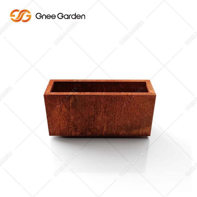 China Superior Design Corten Steel Metal Large Garden Planters Corten Steel Outdoor Rust Color Planters Box