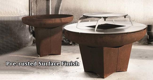 BBQ Fire Bowl Corten Steel Fire Pit With Grill Ring Outdoor Camping Corten Steel Brazier Simple BBQ Grill Fire Pit BBQ