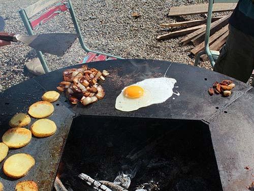BBQ Fire Bowl Corten Steel Fire Pit With Grill Ring Outdoor Camping Corten Steel Brazier Simple BBQ Grill Fire Pit BBQ