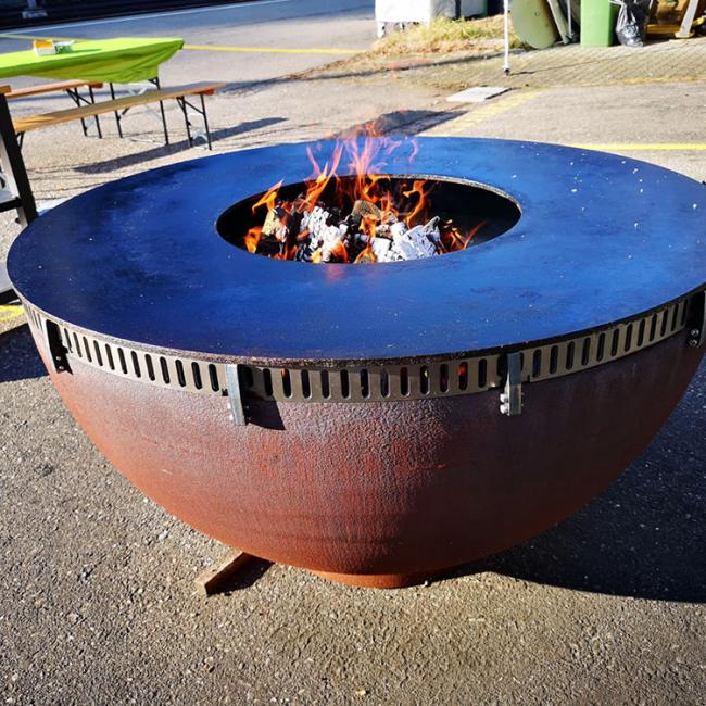 Portable Bonfire Fire Pit Double Layer Corten Steel Burning Camping BBQ Grill Stove
