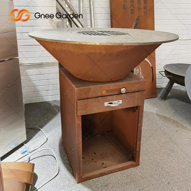 Family And Friends Corten Steel BBQ Steel Outdoor Rust Corten Steel Grill Brasero Barbecue Grill