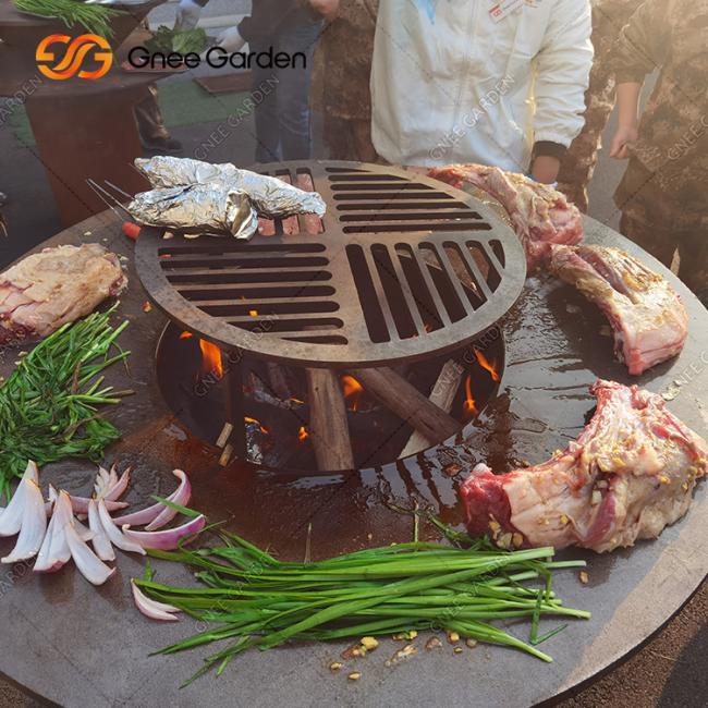 Cooking Outdoor BBQ Grill Heavy Duty Antique Fire Pit Corten Metal Barbecue