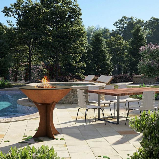 Outdoor Cooking Grills Custom Outdoor Fire Bowl Bbq Grill Corten Steel Garden Fire Pit Rustic Design
