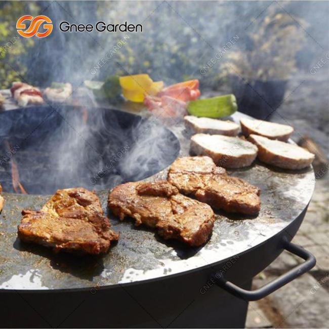Outdoor Customized Corten Steel Fire Pit With Large Log Storage Backyard Patio With Rusty Colour