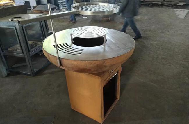 Modern Portable Outdoor Kitchen Corten Steel Grill Wood Burning Camping BBQ Grill