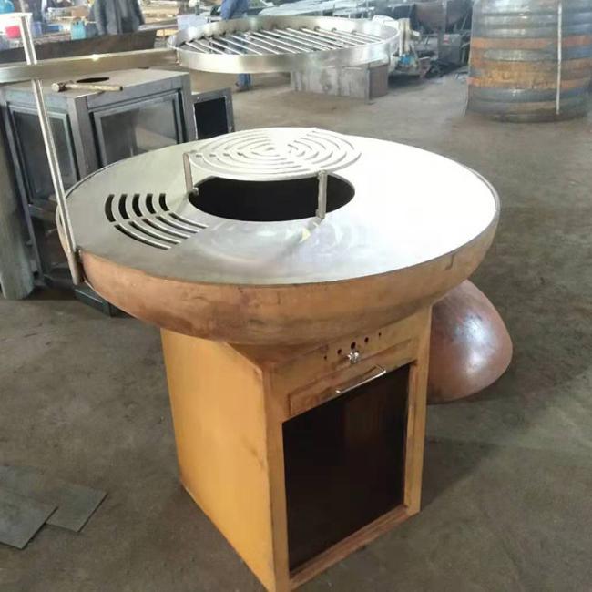 Modern Portable Outdoor Kitchen Corten Steel Grill Wood Burning Camping BBQ Grill