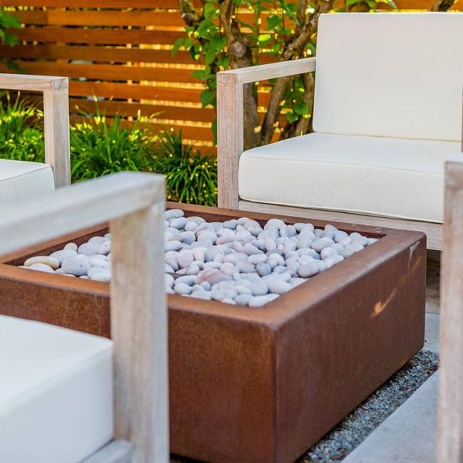 Simple Corten Steel Outdoor Fire Pit Rusty Round Design Garden Decoration Fire Pit