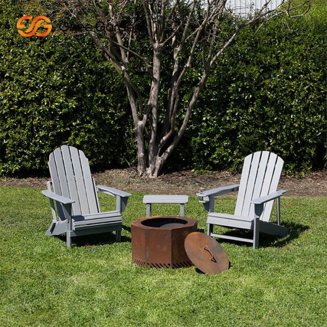 Portable Outdoor Camping Heater Wood Burning Corten Steel Round Fire Pit In Outdoor Living Space