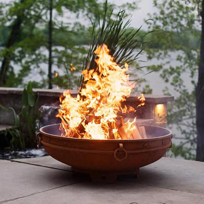 Modern Fireplace Outdoor Heating Corten Steel Wood Burning Fire Pit Garden Outdoor Firepit
