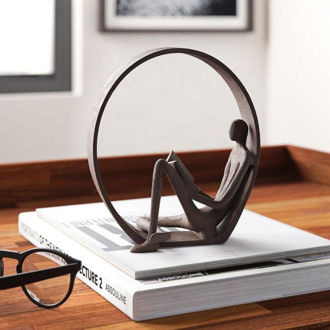 Stunning Birdsall Encircled Reader Iron Figurine Cast Iron Sculpture