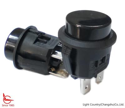 China Taiwan Light Country Round Push Button Switch, LC210, Φ20, ON-OFF, Black, 10A/16A 125V/250V for sale
