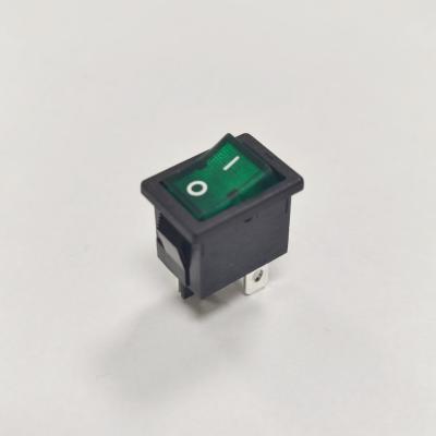 China RA(R19A) Green illuminated Rocker Switch, 21*15mm, 10,000 Electrical Cycles, 6A 250V for sale